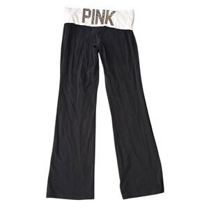 Victoria’s Secret pink women’s medium foldover logo pants 2012 bedazzled